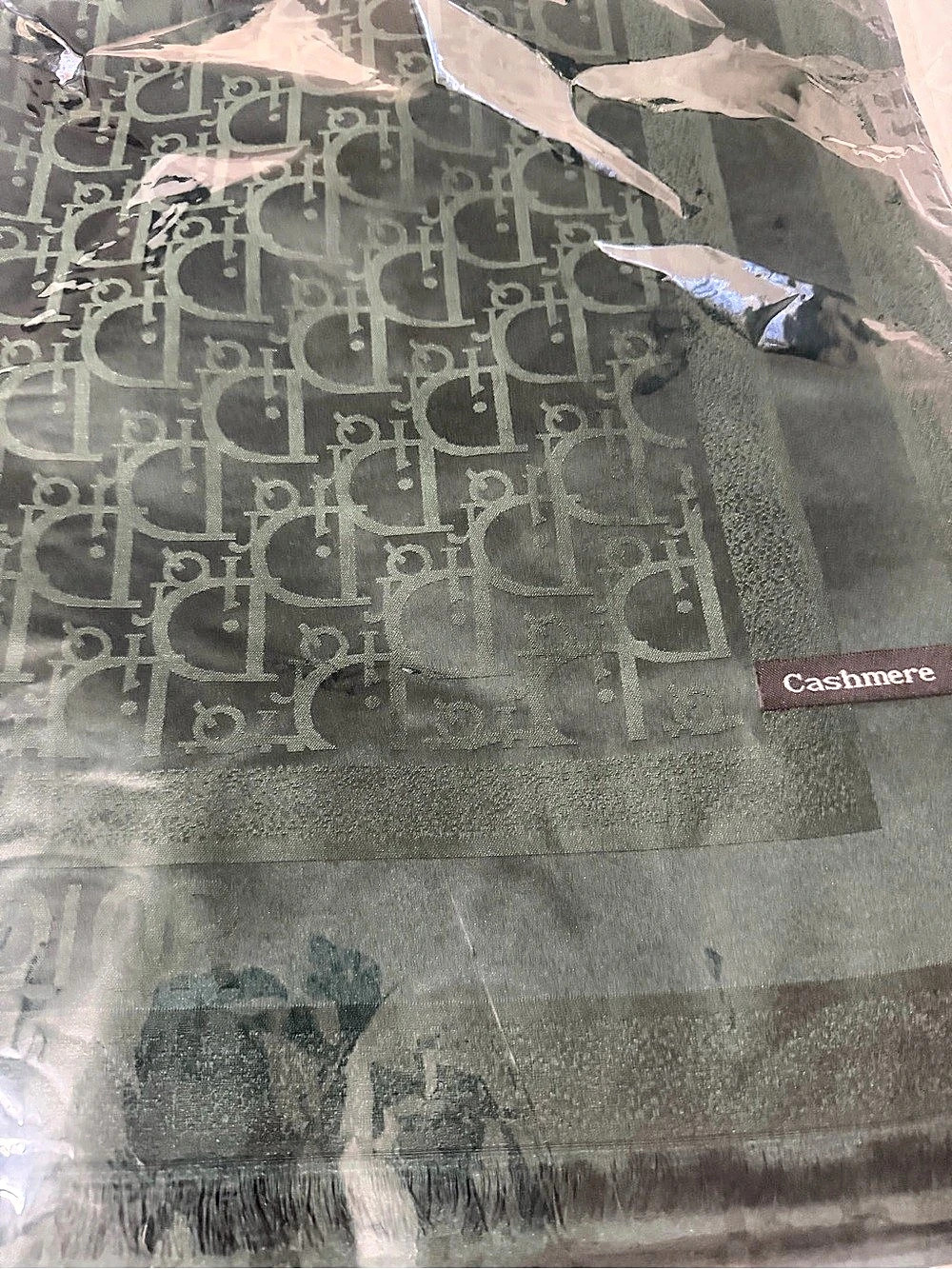 Dior Cashmere Monogram Scarf in dark Green NWT
